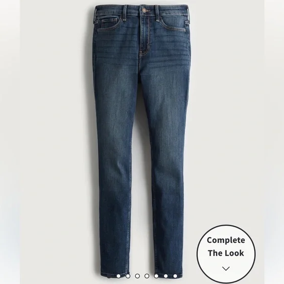 NEW HOLLISTER HIGH-RISE DARK WASH SUPER SKINNY JEANS SIZE:5 Long - Picture 5 of 10